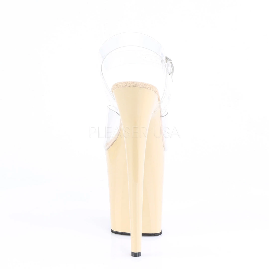 Pleaser Shoes 8" Clear/Beige Ankle Strap Heels* 5 Pleaser Shoes 8" Clear/Beige Ankle Strap Heels*