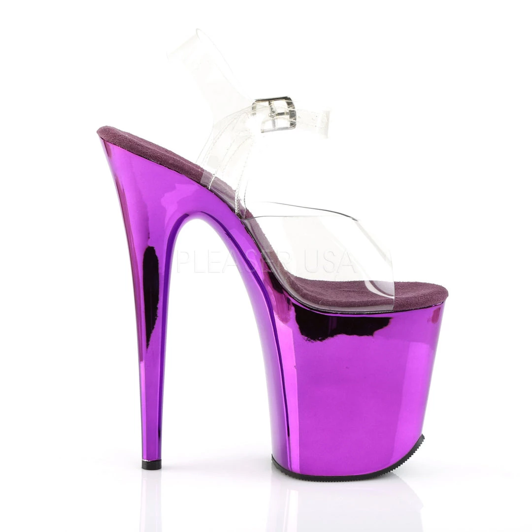 Pleaser 8" Clear/Purple Ankle Strap Heels* Shoes 6 Pleaser 8" Clear/Purple Ankle Strap Heels* Shoes