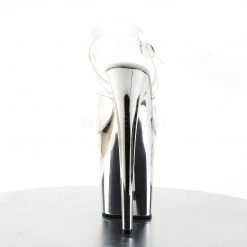 Pleaser 8" Clear/Silver Ankle Strap Heels* 8 Pleaser 8