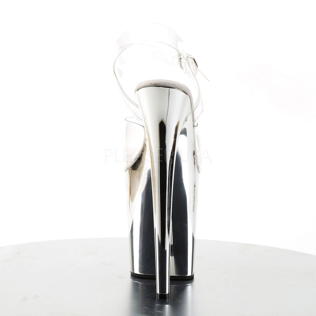 Pleaser 8" Clear/Silver Ankle Strap Heels* 5 Pleaser 8" Clear/Silver Ankle Strap Heels*