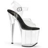 Pleaser 8" Clear/Black Ankle Strap Heels W/ 4" Platform* Shoes