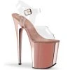 Pleaser 8" Clear/Rose Gold Ankle Strap Heels*