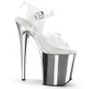 Pleaser 8" Clear/Silver Ankle Strap Heels*
