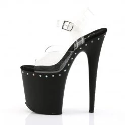 Pleaser Shoes 8" Clr/Blk Ankle Strap Heels*