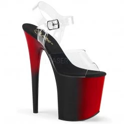 Pleaser Shoes 8" Clear/Red Ankle Strap Platform Heels*