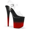 Pleaser 8" Heel Clear/Red Ankle Strap Platforms*