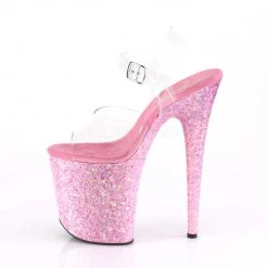 Pleaser Shoes 8" Heel Clear/Pink Ankle Strap Platforms*