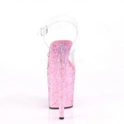 Pleaser Shoes 8" Heel Clear/Pink Ankle Strap Platforms* 8 Pleaser Shoes 8