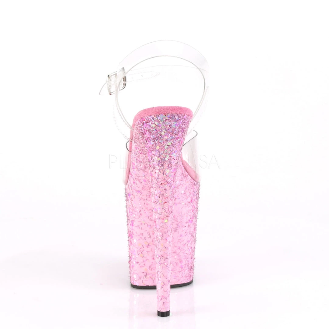 Pleaser Shoes 8" Heel Clear/Pink Ankle Strap Platforms* 5 Pleaser Shoes 8" Heel Clear/Pink Ankle Strap Platforms*