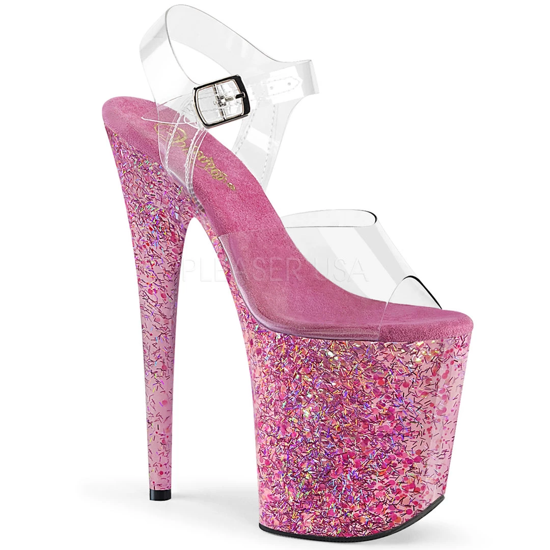 Pleaser Shoes 8" Heel Clear/Pink Ankle Strap Platforms* 3 Pleaser Shoes 8" Heel Clear/Pink Ankle Strap Platforms*
