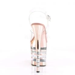 Pleaser 8" Heel Clear/Rose Gold Ankle Strap Platforms* Shoes 8 Pleaser 8