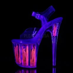 Pleaser 8" Clear/Hot Pink Ankle Strap High Heels* Glow In The Dark & Neon