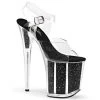 Pleaser Shoes 8" Clear/Black Glitter Pumps*