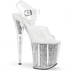 Pleaser 8" Clear/Silver Glitter Pumps*