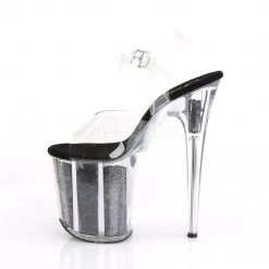 Pleaser 8" Clear/Black Glitter Stripper Pumps*