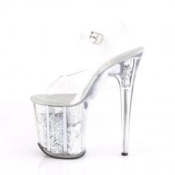 Pleaser 8" Clear/Silver Glitter Heels*