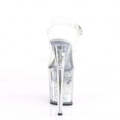 Pleaser 8" Clear/Silver Glitter Heels* 8 Pleaser 8
