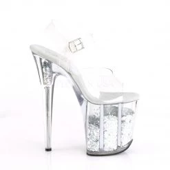 Pleaser 8" Clear/Silver Glitter Heels* 9 Pleaser 8