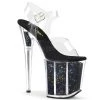 Pleaser 8" Clear/Black Glitter Stripper Pumps*