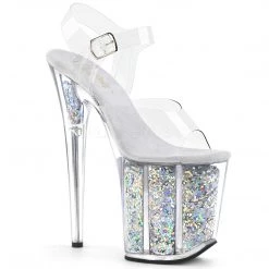 Pleaser 8" Clear/Silver Glitter Heels*