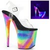 Pleaser Rainbow Clothing 8" Clear/Rainbow Glitter Heels*