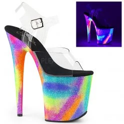 Pleaser Rainbow Clothing 8" Clear/Rainbow Glitter Heels*