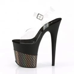 Pleaser 8" Clear/Black Ankle Strap Pumps* Shoes
