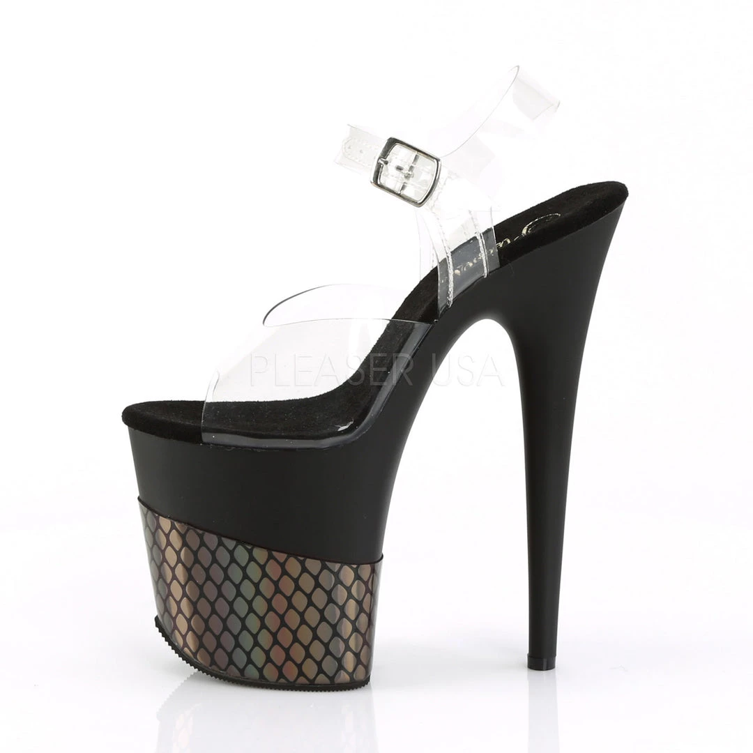 Pleaser 8" Clear/Black Ankle Strap Pumps* Shoes 4 Pleaser 8" Clear/Black Ankle Strap Pumps* Shoes
