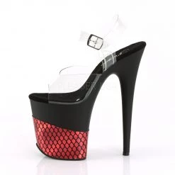 Pleaser Shoes 8" Black/Red Ankle Strap Heels*