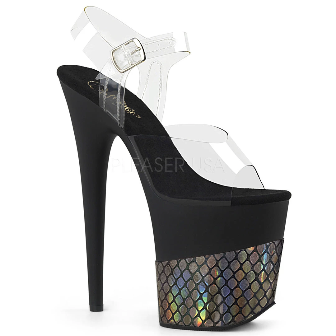 Pleaser 8" Clear/Black Ankle Strap Pumps* Shoes 3 Pleaser 8" Clear/Black Ankle Strap Pumps* Shoes