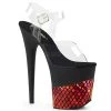 Pleaser Shoes 8" Black/Red Ankle Strap Heels*