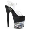 Pleaser 8" Clear/Black Ankle Strap Stripper Pumps*