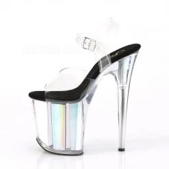 Pleaser Shoes Clear/Silver 8" Ankle Strap High Heels*