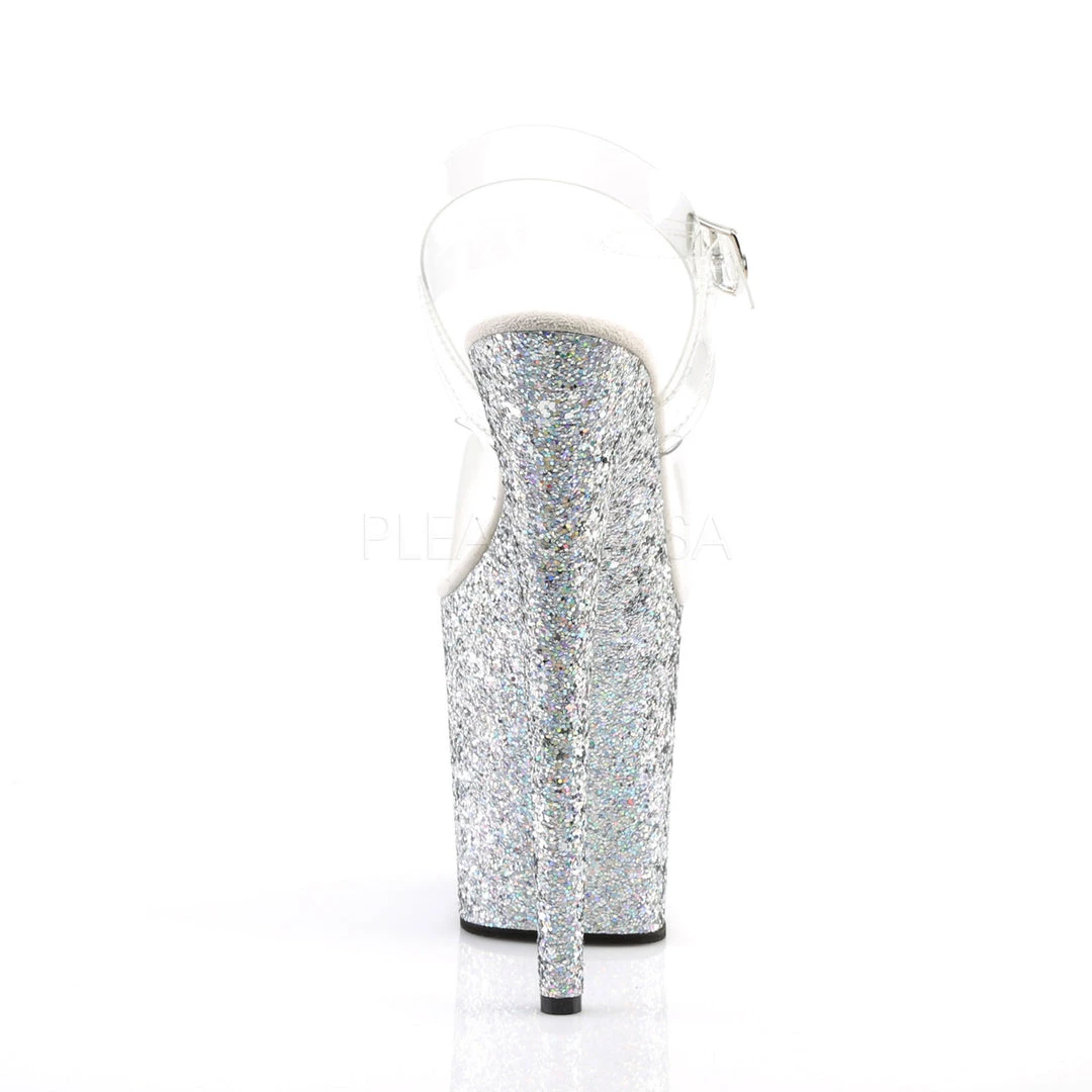 Pleaser 8" Clear/Silver Glitter Stripper High Heels* 5 Pleaser 8" Clear/Silver Glitter Stripper High Heels*