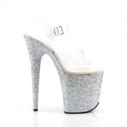 Pleaser 8" Clear/Silver Glitter Stripper High Heels* 9 Pleaser 8