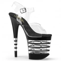 Pleaser Clr/Blk Ankle Strap Heels* Shoes