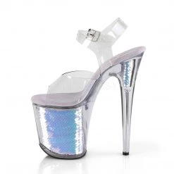 Pleaser Clear/Purple 8" Ankle Strap Heels* 7 Pleaser Clear/Purple 8