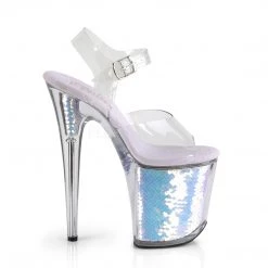 Pleaser Clear/Purple 8" Ankle Strap Heels* 9 Pleaser Clear/Purple 8