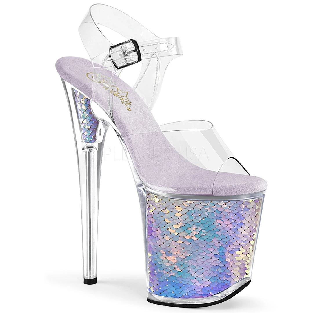 Pleaser Clear/Purple 8" Ankle Strap Heels* 3 Pleaser Clear/Purple 8" Ankle Strap Heels*