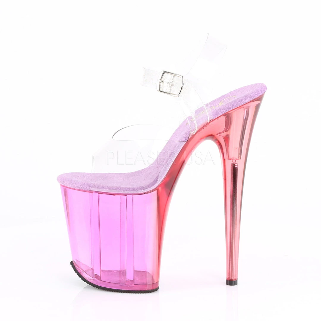 Pleaser 8" Clear/Purple Ankle Strap Pumps* 4 Pleaser 8" Clear/Purple Ankle Strap Pumps*