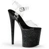Pleaser 8" Clear/Black Glitter Stripper Heels* Shoes