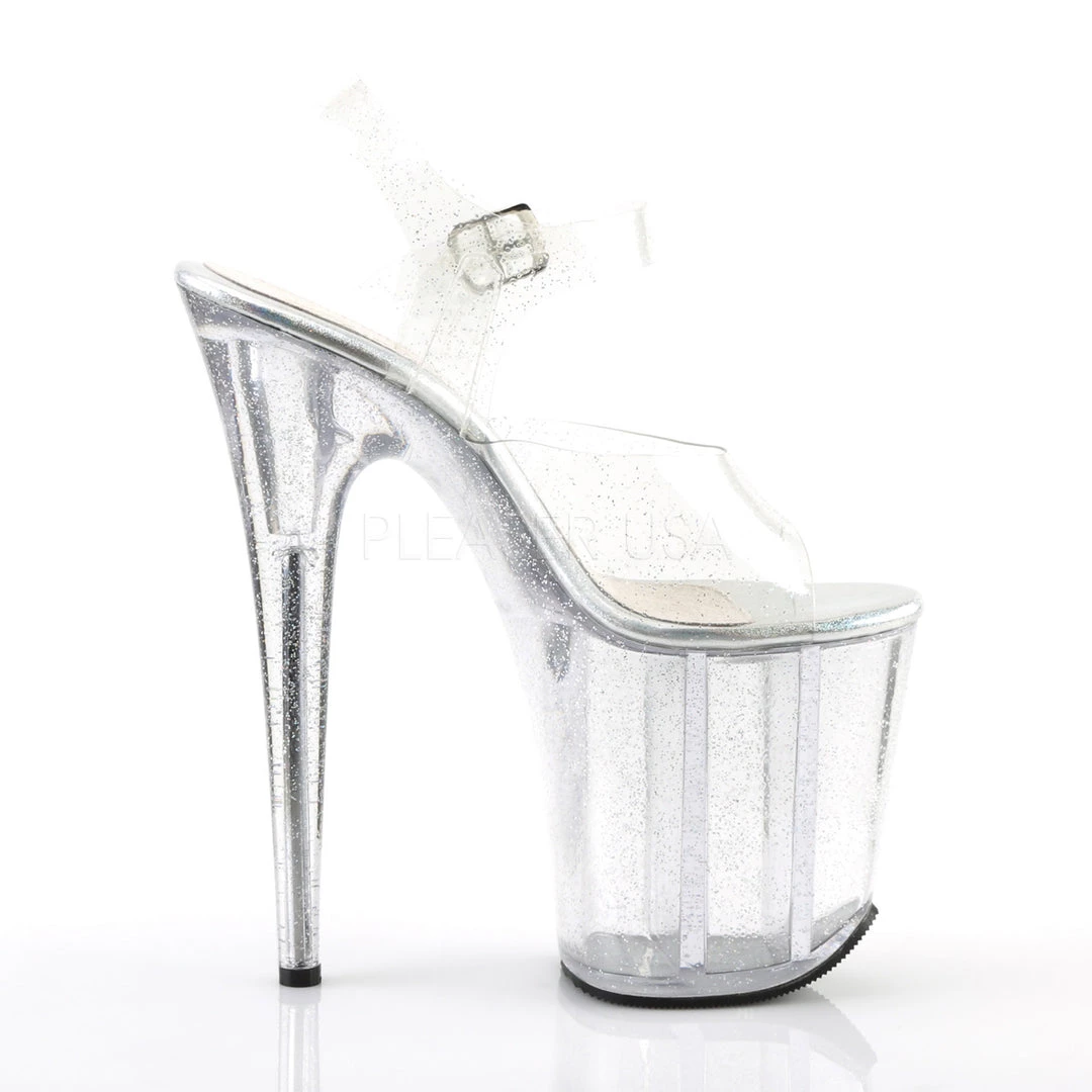 Pleaser 8" Clear Glitter Heels* 6 Pleaser 8" Clear Glitter Heels*