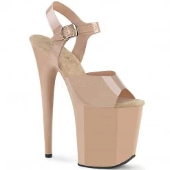 Pleaser Beige 8" Ankle Strap High Heels*