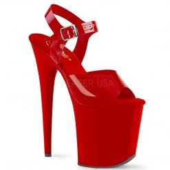 Pleaser Red 8" Ankle Strap High Heels* Shoes
