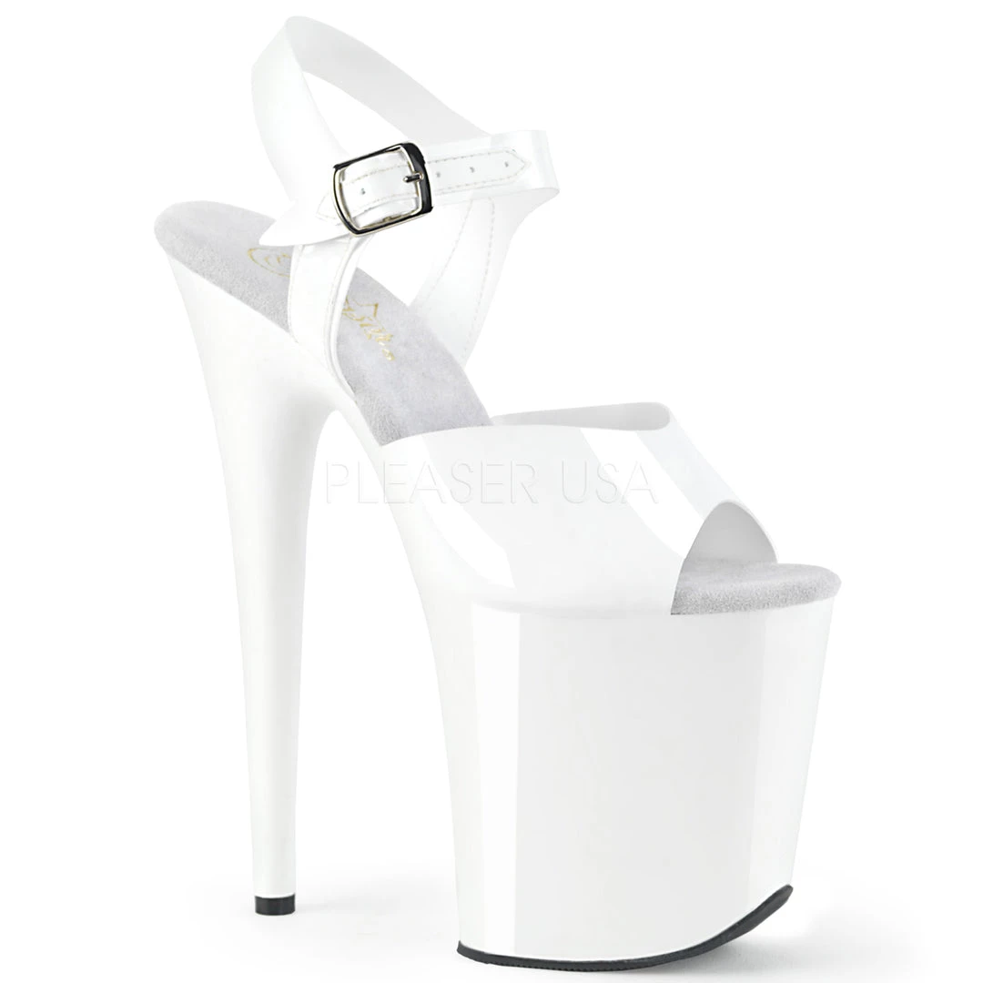 Pleaser Shoes 8" White Ankle Strap Heels* 3 Pleaser Shoes 8" White Ankle Strap Heels*