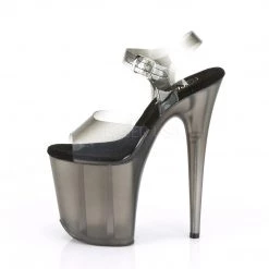 Pleaser 8" Heel Black/Grey Ankle Strap Platforms*