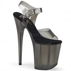 Pleaser 8" Heel Black/Grey Ankle Strap Platforms*