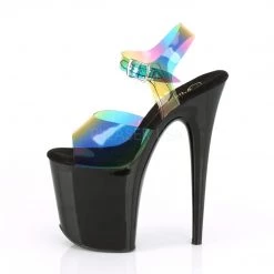 Pleaser Black/Rainbow 8" Ankle Strap Heels* Rainbow Clothing