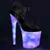 Pleaser 8" Heel Clear/Blue Ankle Strap Platforms*