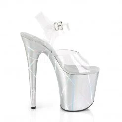 Pleaser 8 Inch Clear/Silver Ankle Strap Heels* Shoes